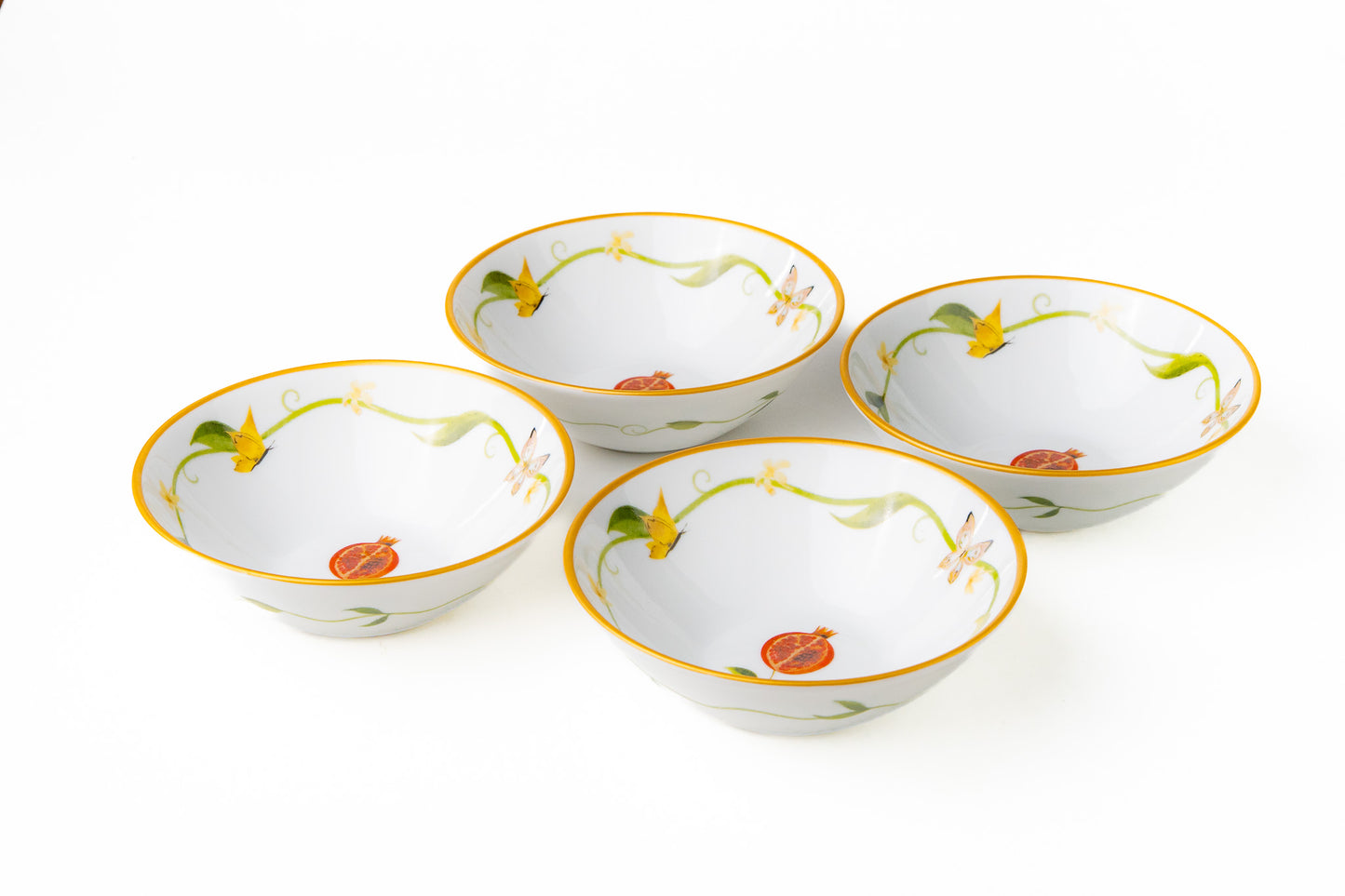 Kit Bowl Vaso Coleção "Jardim de Romã Kit 6 Peças