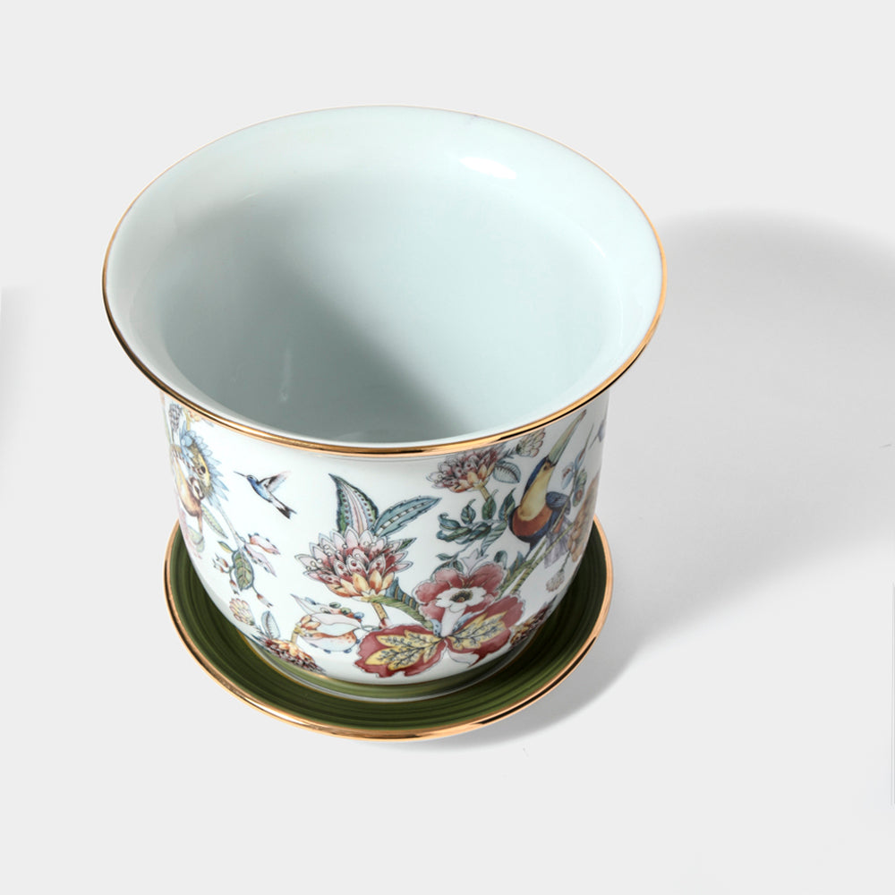 Vaso Cachepot Grande +Prato de base Coleção"Botanic"