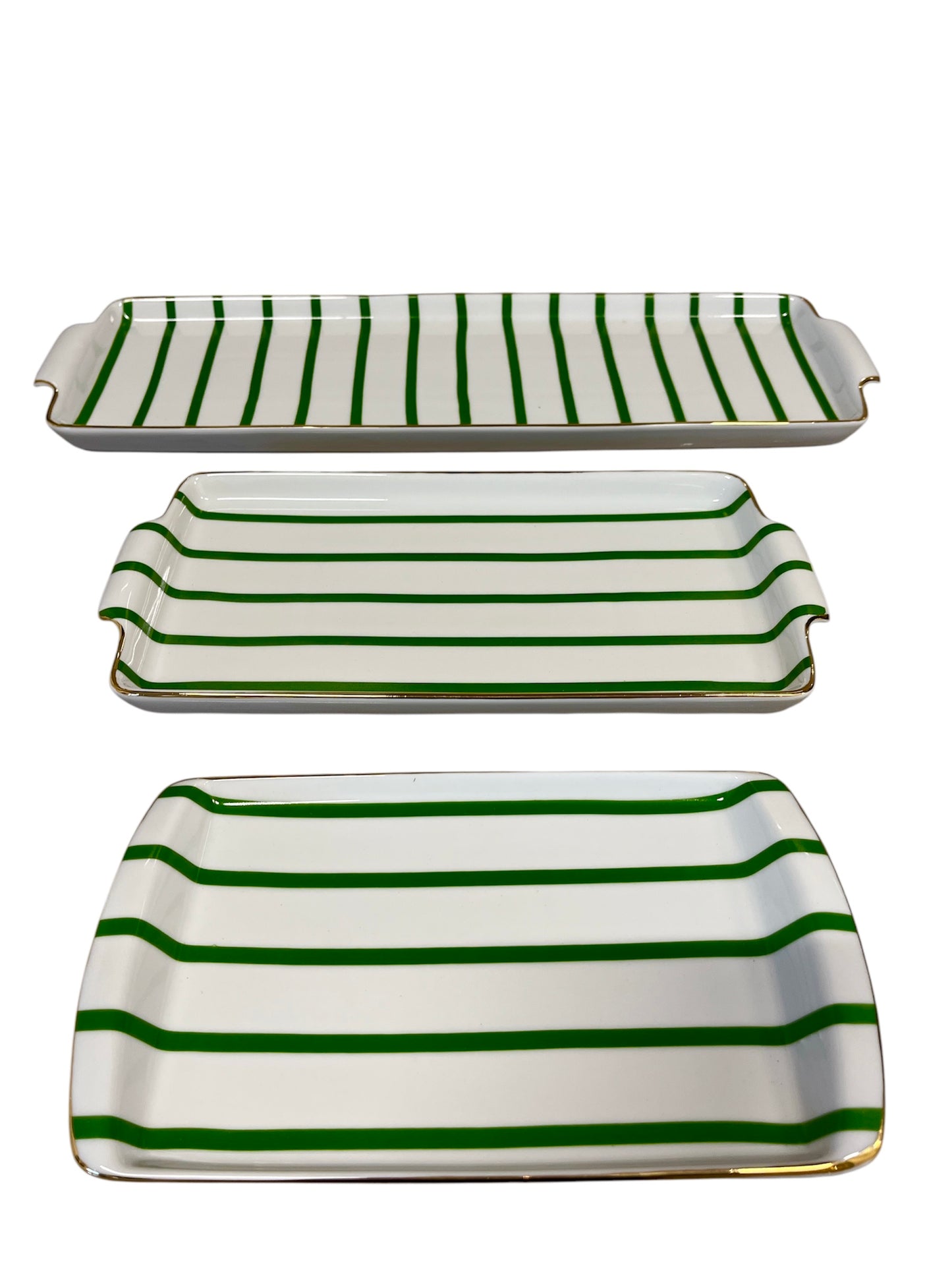 Conjunto de Bandejas Coleção "Listras Verdes"