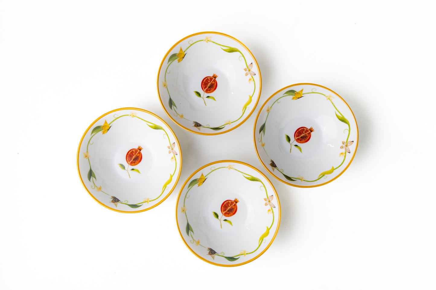 Kit Bowl Vaso Coleção "Jardim de Romã Kit 6 Peças