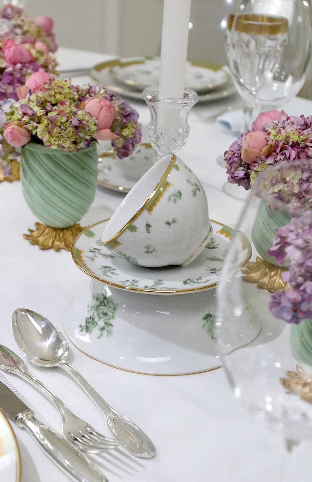 Kit Xícara de Chá com pires Coleção "Fleur" 4 Peças