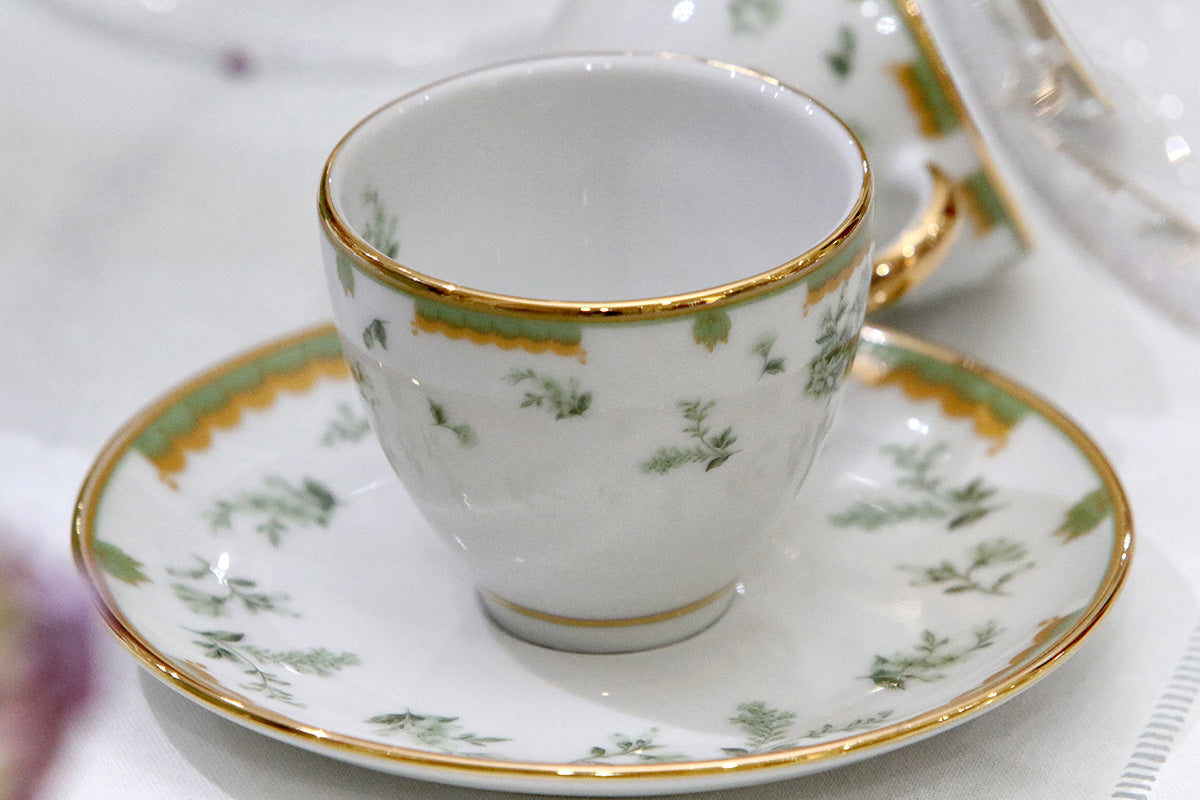 Kit Xícara de Café com Pires Coleção "Fleur" 8 Peças