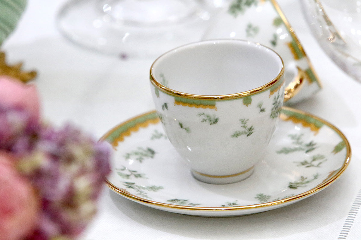 Kit Xícara de Café com Pires Coleção "Fleur" 8 Peças