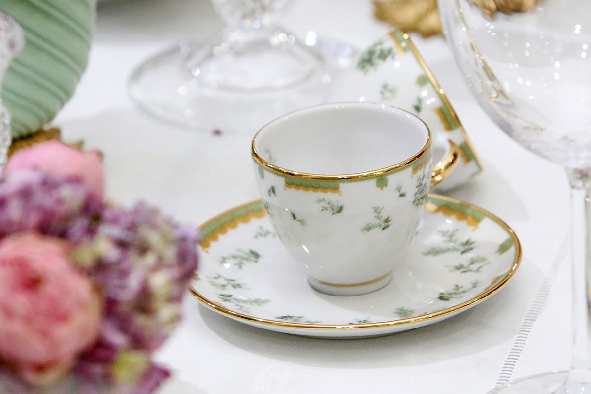 Kit Xícara de Café com Pires Coleção "Fleur" 8 Peças