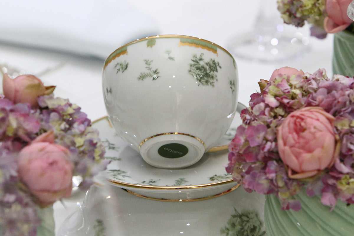Kit Xícara de Café com Pires Coleção "Fleur" 8 Peças