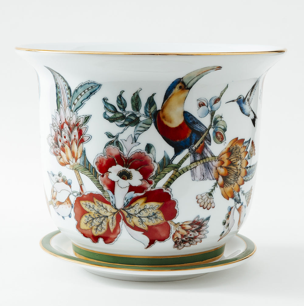 Vaso Cachepot Grande +Prato de base Coleção"Botanic"
