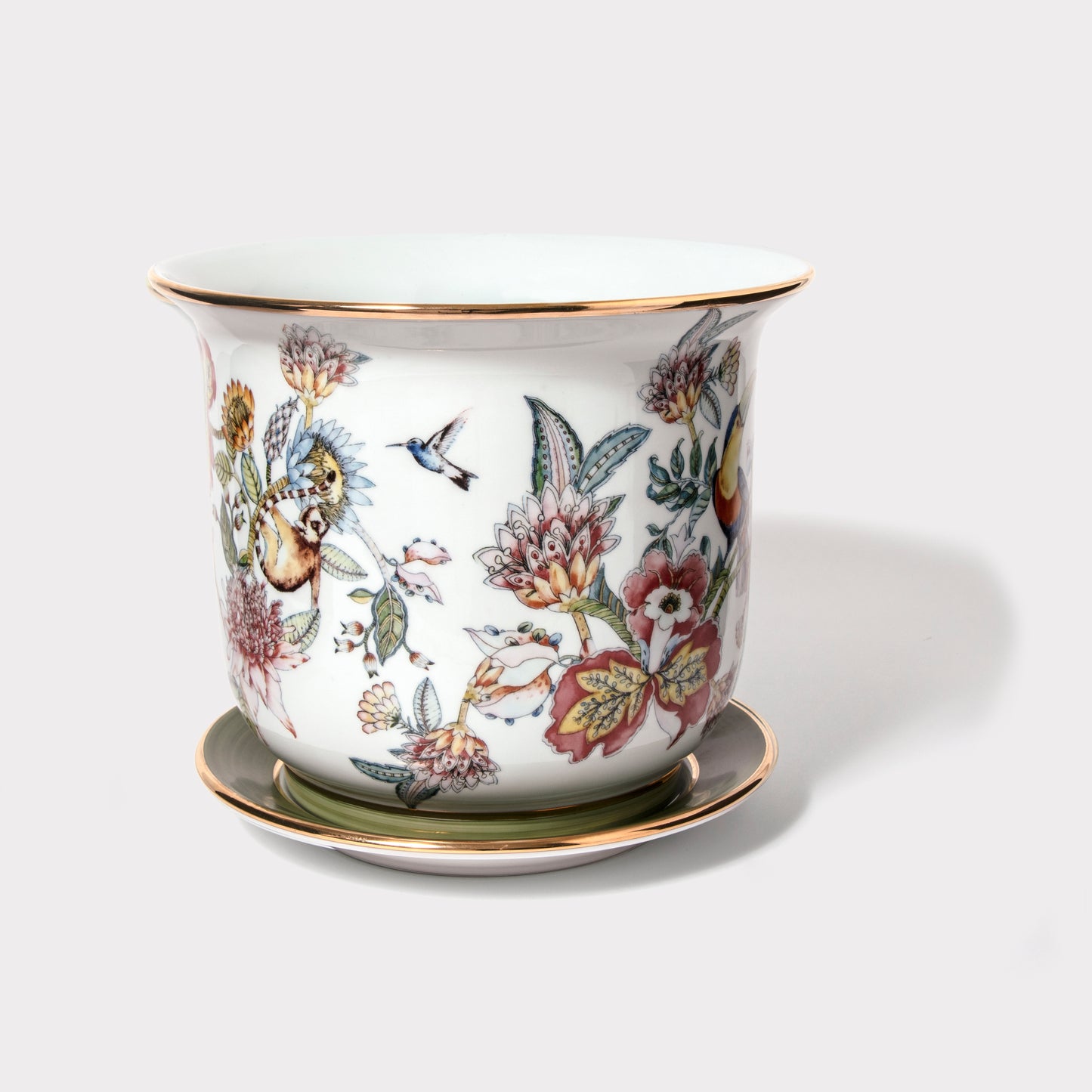 Vaso Cachepot Pequeno + Prato de base Coleção "Botanic"