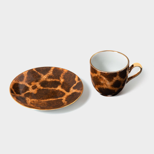 Xícara de café com pires Porcelana especial Coleção "Safari" Girafa